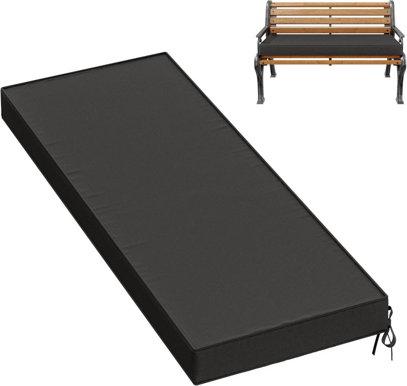 Pakunoda Premium Outdoor Bench Cushions for Patio Furniture 3.5inches Memory Foam Bench Cushion Waterproof Fade Resistant Porch Swing Cushions with Straps 48×18 Inch Black - Image 1